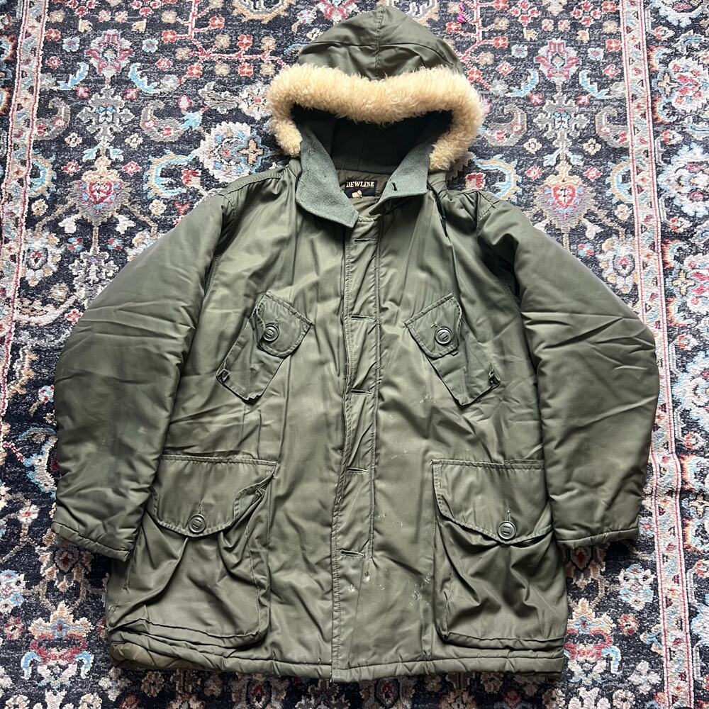 Vintage Canadian Forces Winter Parka Dewline Talon Zipper Green Mens Large